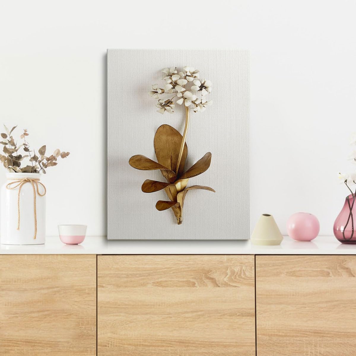 prinfantasy Canvas Wall Art 3 Panels Framed Abstract Autumn Flower Art Pictures Printing Poster Canvas Prints Wall Decor for Bedroom Living Room Bathroom Office Ready to Hang 30x40cmx3 Pcs - Image 4