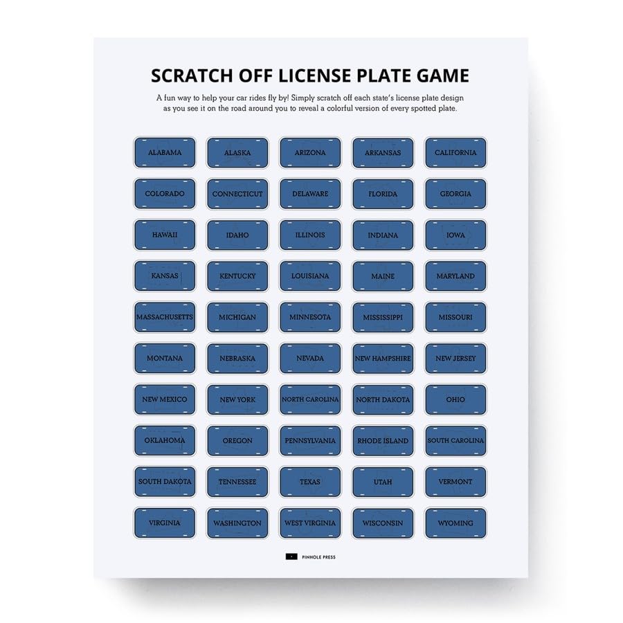 Pinhole Press Scratch Off License Plate Game