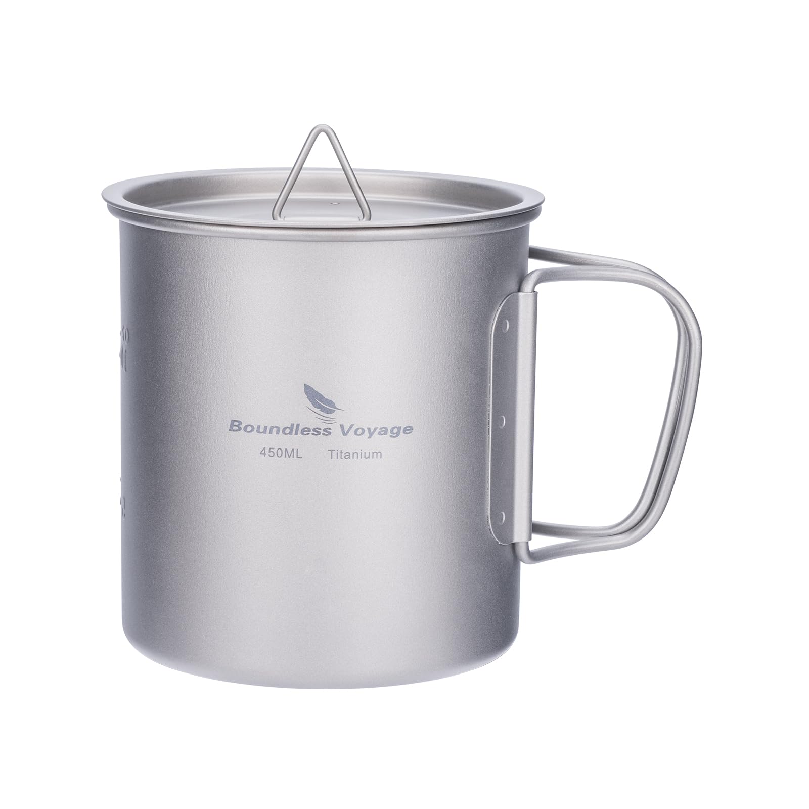 Boundless Voyage Tytanowy kubek z pokrywką na zewnątrz kemping ultralekki kubek na wodę do herbaty kawy 200 ml / 300 ml / 450 ml (450 ml)