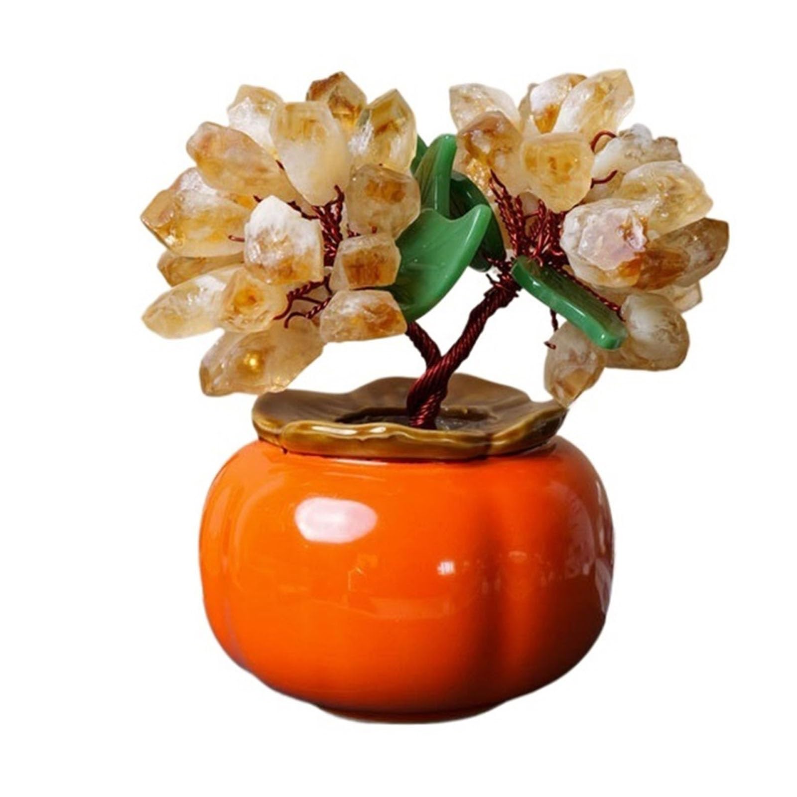 HCZKIUJY Luck and Wealth Crystal Tree Natural Yellow Amethyst Shaking Money Fortune Tree Attracting Wealth Ornaments Living Room Desk Crystal Tree Chakra Money Tree (Yellow)