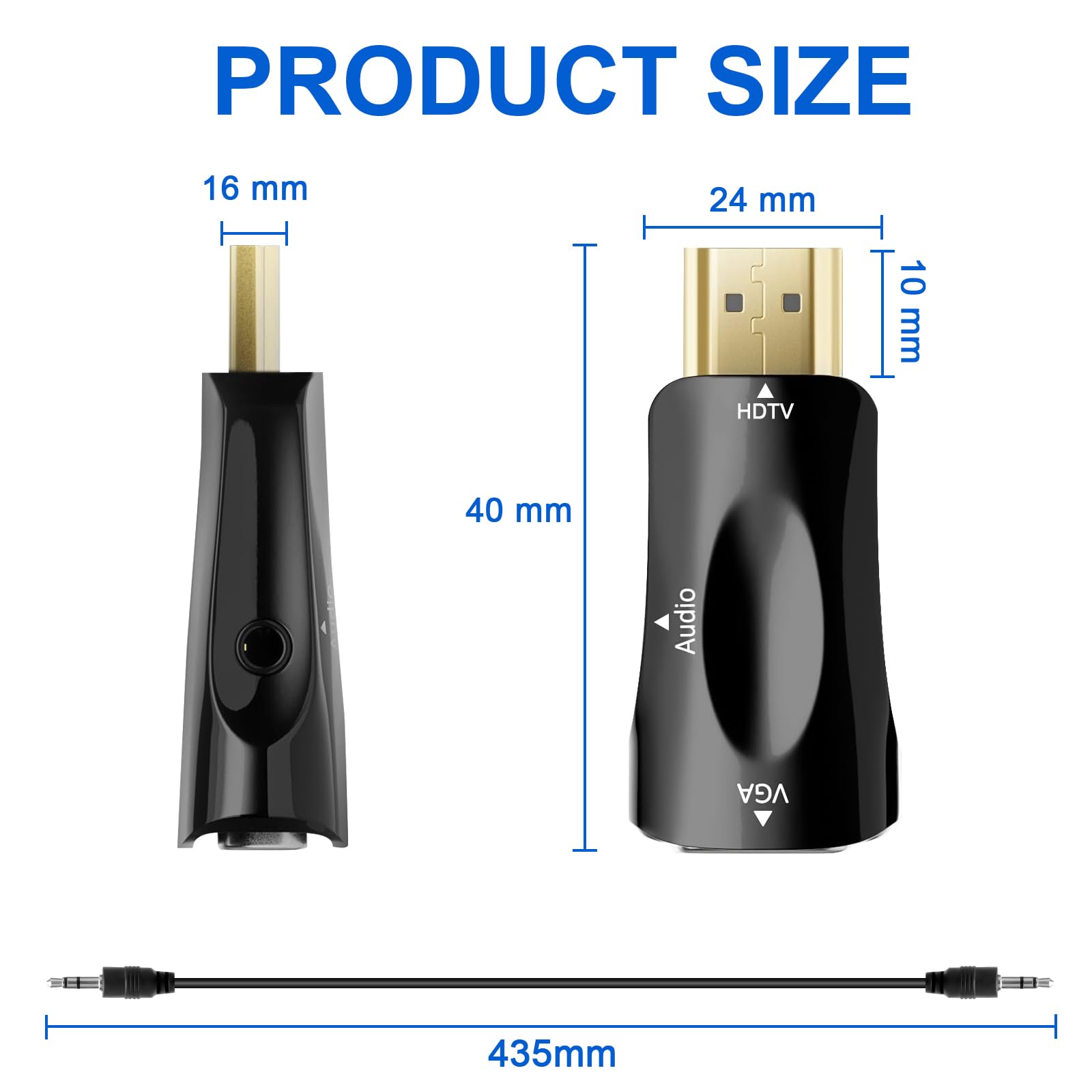 Adaptateur HDMI vers VGA 2 Pièces – Convertisseur HDMI VGA 1080P Full HD Jack 3.5mm