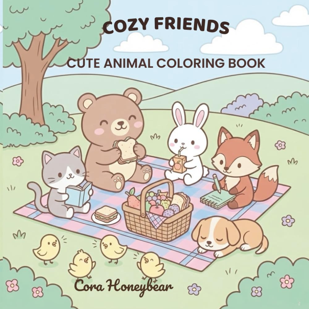 Cozy Friends: Cute Animal Coloring Book for Teens and Adults with Simple Cozy Designs for Relaxation