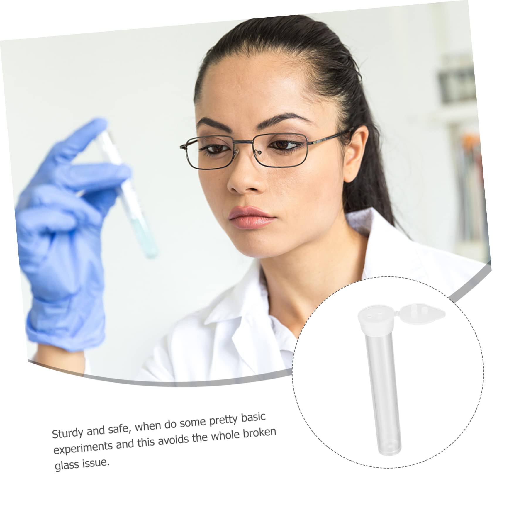 LAPYAPPE Test Tube Bottles 100pcs Large Cylindrical Plastic Lab Tubes 3 Hole Lid for Liquor Hydrometer