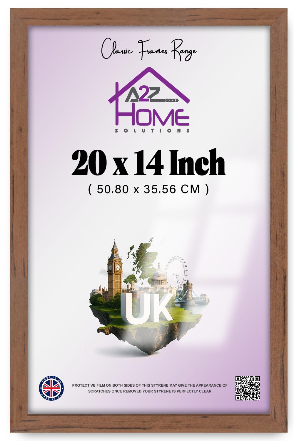 A2Z Home Solutions® Photo Poster Display Wall Hanging Walnut Frame B3-35.3 × 50 cm For Print Picture With Clear Perspex 30x15mm Moulding Mounting Hooks MDF backboard