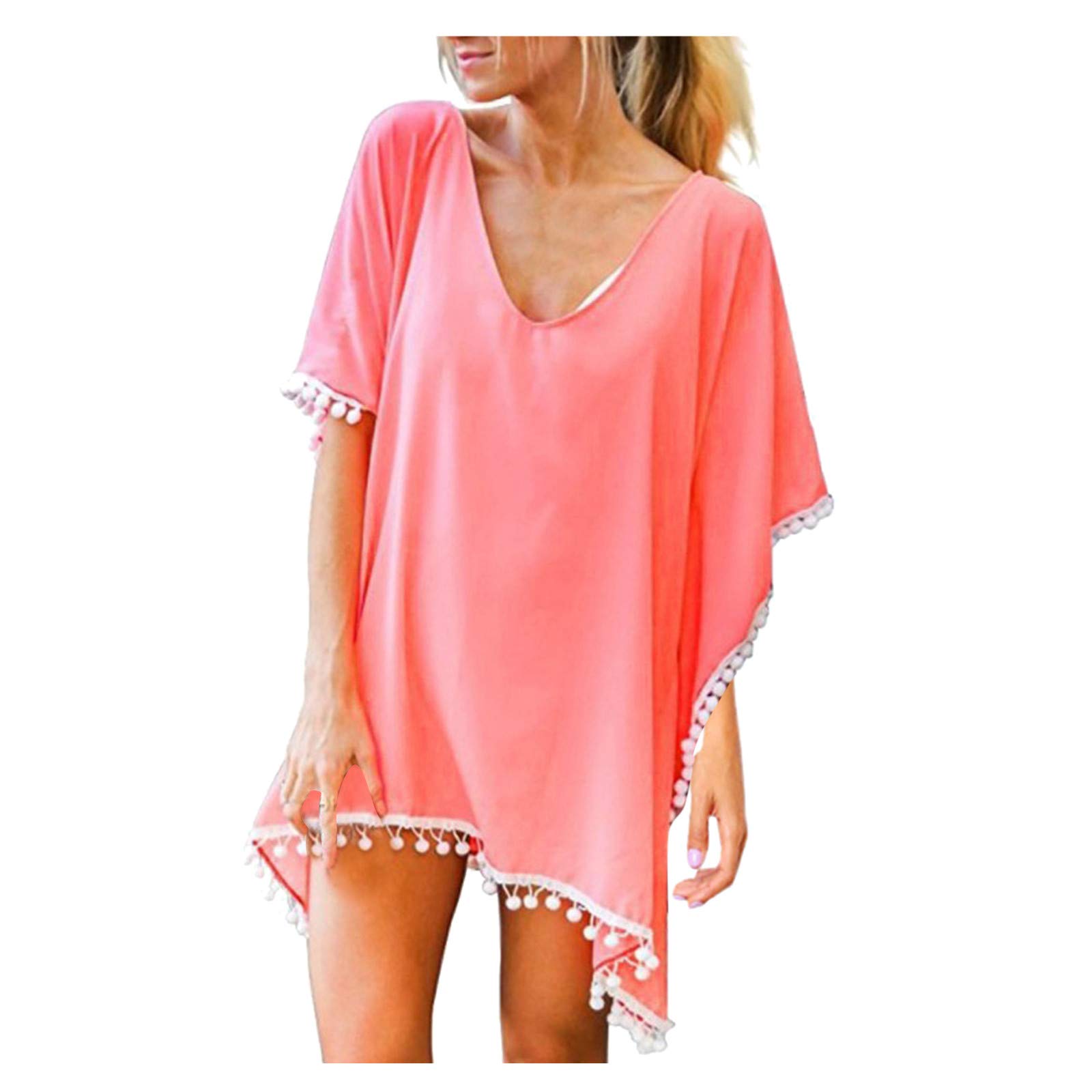 Laonajkd Vestido Playero Mujer 2023 Beach Bikini Cover Up Camisolas y Pareos Sexy Gasa Camisolas y Pareos Talla Grande Mujer Bikini de Playa espara Playa o Piscina