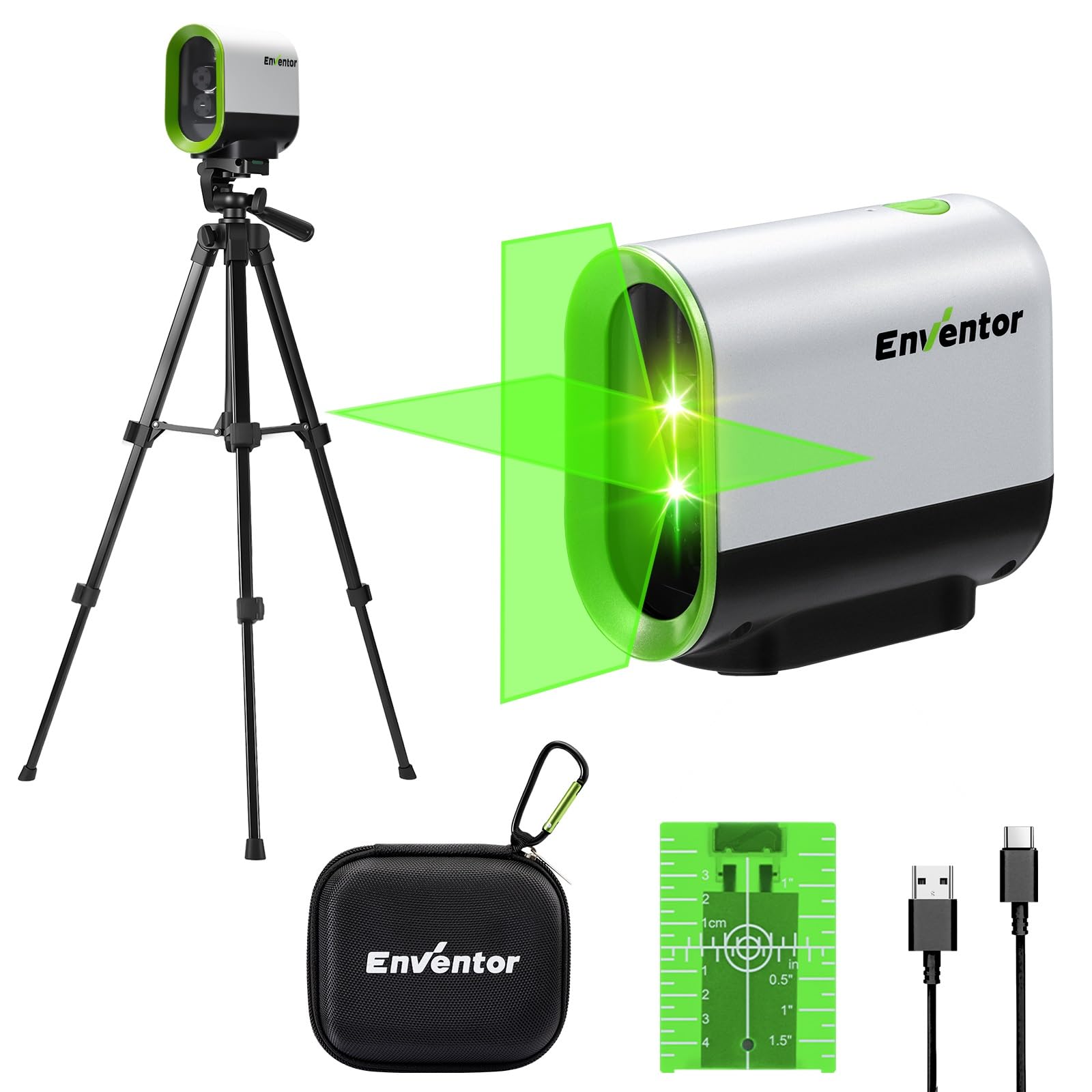 Amazon | ENVENTOR レーザー墨出し器 レーザークラスII 360°回転可能な