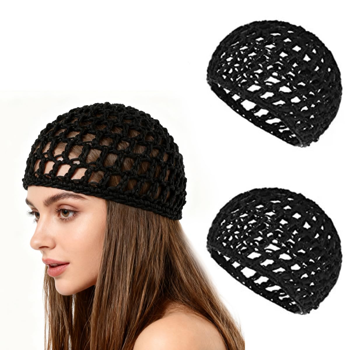 Gorro de malla de rayón para mujer transpirable para dormir ducha maquillaje redecilla gruesa