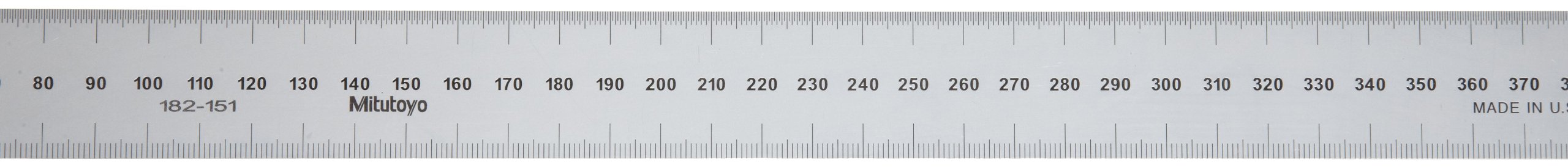 Mitutoyo182-151, Steel Rule, 450mm (1mm, 0.5mm), 3/64" Thick X 30mm Wide, Satin Chrome Finish Tempered Stainless Steel