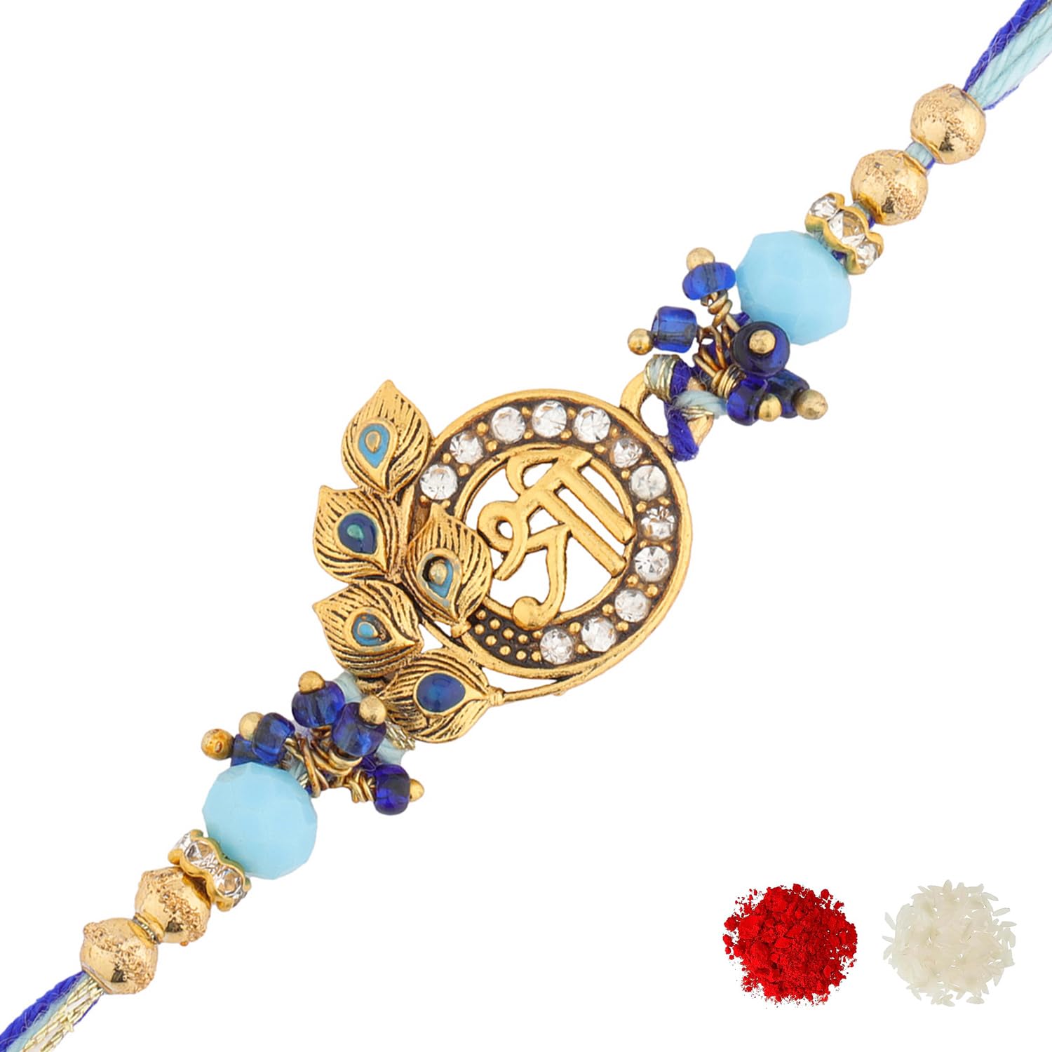 voylla Men's Designer Shree Krishna Stone Thread Rakhi | Rakhi Gift For Brother-picture-10