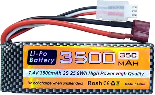 Miniatura 8 de Batería Lipo de 7.4 V 3500 mAh 35C 2S con enchufe T y cable de carga USB adecuado para MJX H16P H16E H16GT H16BM H16PL 14301 RC Car de alta