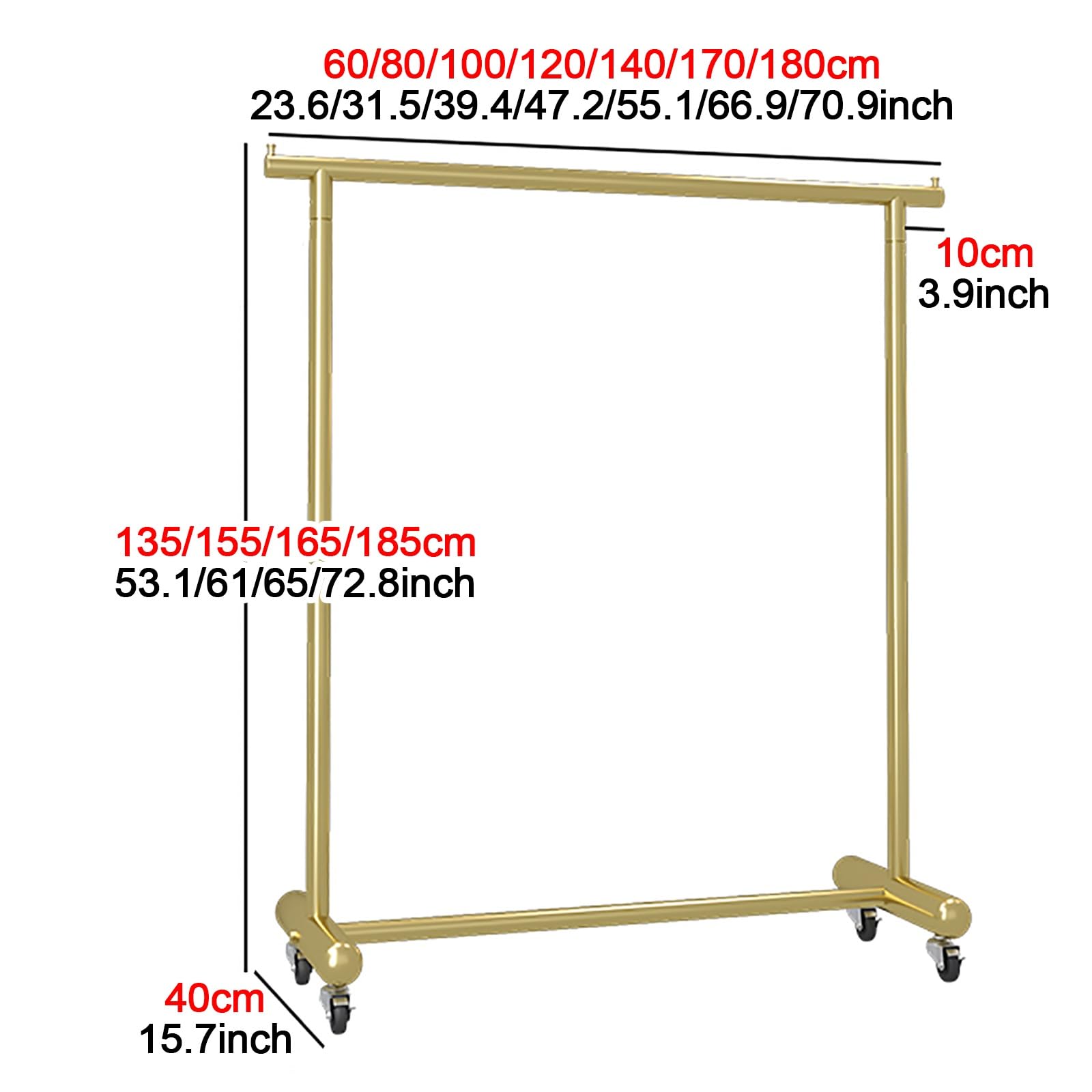 Heavy-Du Verstellbarer Kleiderständer zum Rollen – Metall-Kleiderständer für Mäntel, Hemden, Hosen, Schuhe – Stabiler Stahlständer, platzsparendes Design, Schwarz, 140 x 155 x 40 cm