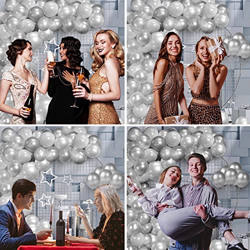 Image of Party Propz Silver Balloons for Decoration - 50Pcs Metallic Silver Balloons | Balloon for Birthday | Metallic Balloon for Decoration (Latex)