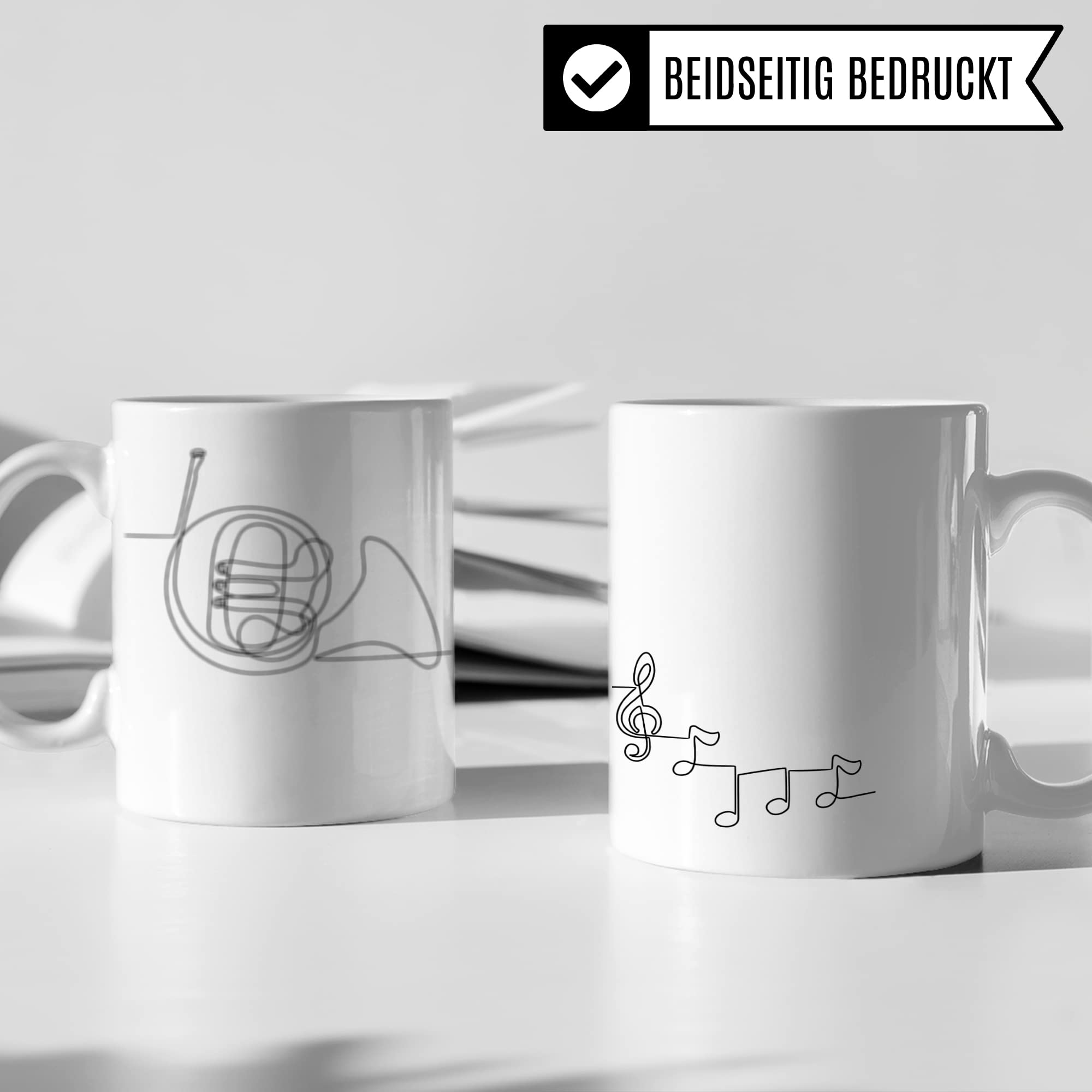 Pagma Druck Tazza Musicale Per Cornista - 330 Ml In Ceramica - Regalo Per Musicisti - Stampata A Mano In Baviera
