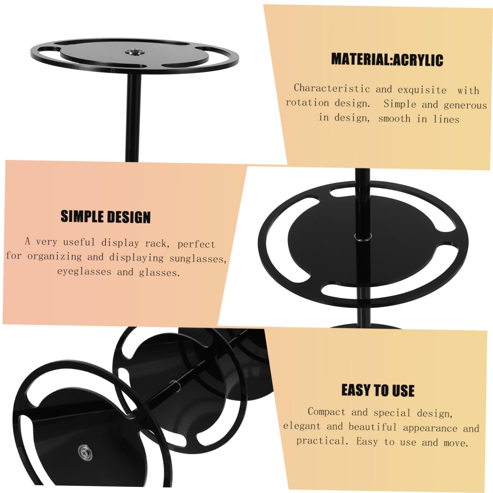 Soporte para Gafas de Sol Giratorio de Acrílico de Doble Organizador Compacto y Resistente para Exhibición y Almacenamiento Escritorio Base Estable Antideslizante