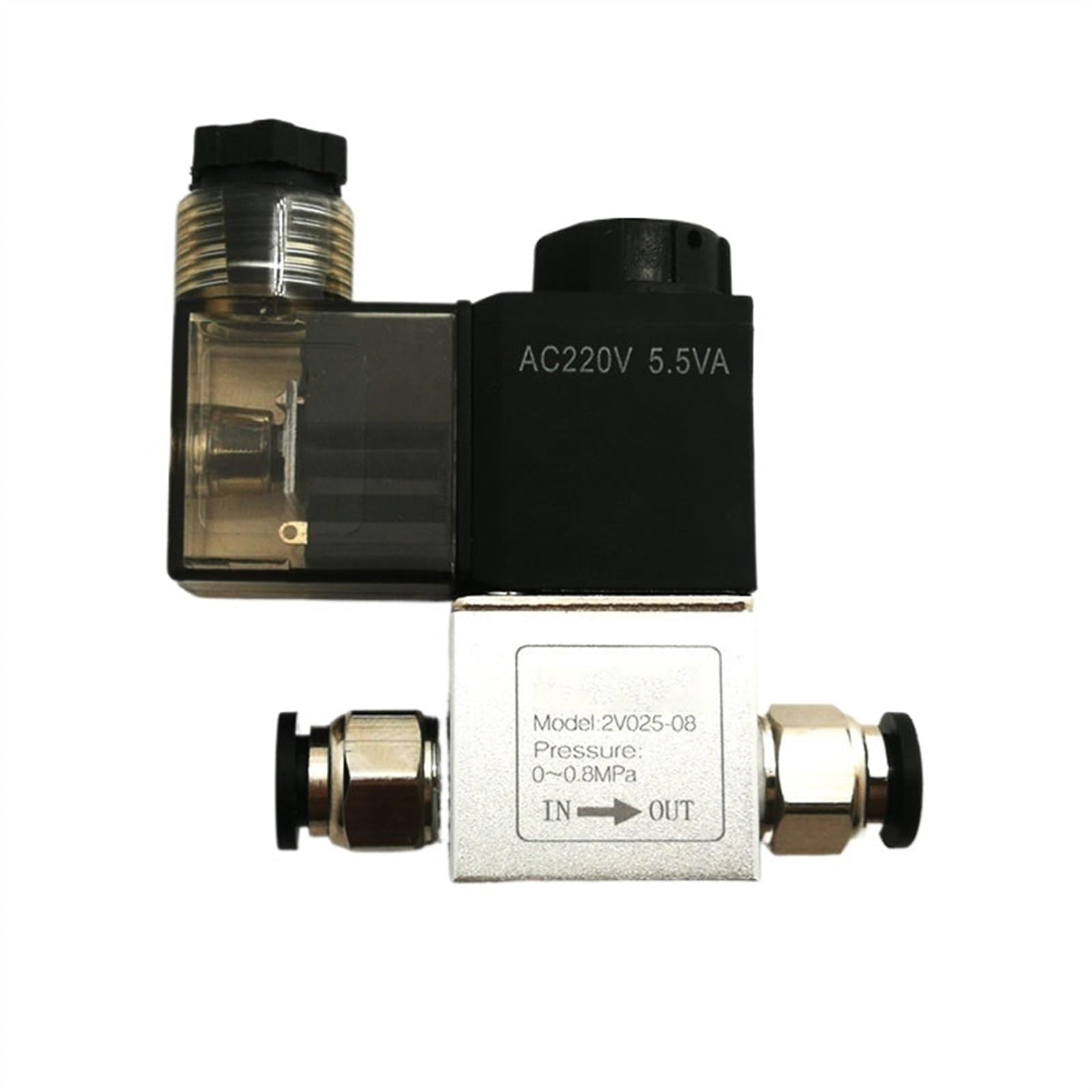 Zawory elektromagnetyczne powietrza 2V025-08 2 pozycje 2 porty 0,6 cm normalnie zamknięty pneumatyczny zawór elektromagnetyczny 12 V 24 V 110 V 220 V wolt (8 mm-dopasowanie-3 szt., AC220V)