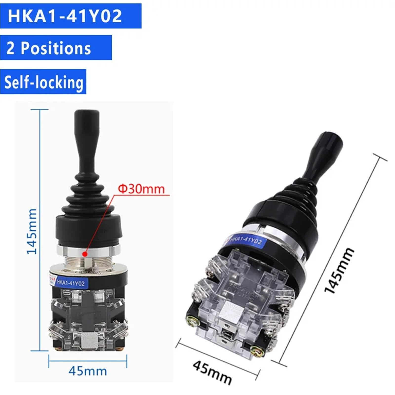 Joystick-Schalter Monolever-Wippschalter Kreuzschalter 2/4 Positionen 2NO 4NO Selbstrückstellend Selbsthemmend Lochgröße 30mm HKA1-41Y02/04 41Z02/04(2 way Self lock)