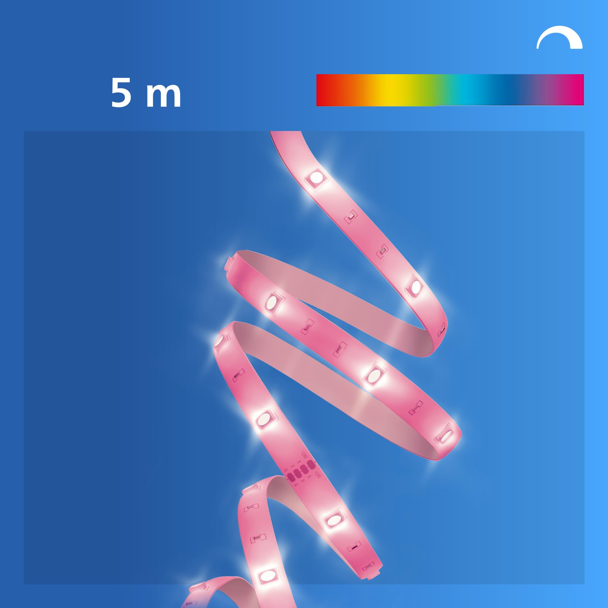 Philips Smart Lighting RGB-LED-Streifen, 5 m, Typ C, 16 Mio. Farben, Voreingest. Lichtmodi, Zuschneidbar, Einf. Einrichtung, Kompatibel m. WLAN, Connected by WiZ, Google Home, Alexa, Apple Home