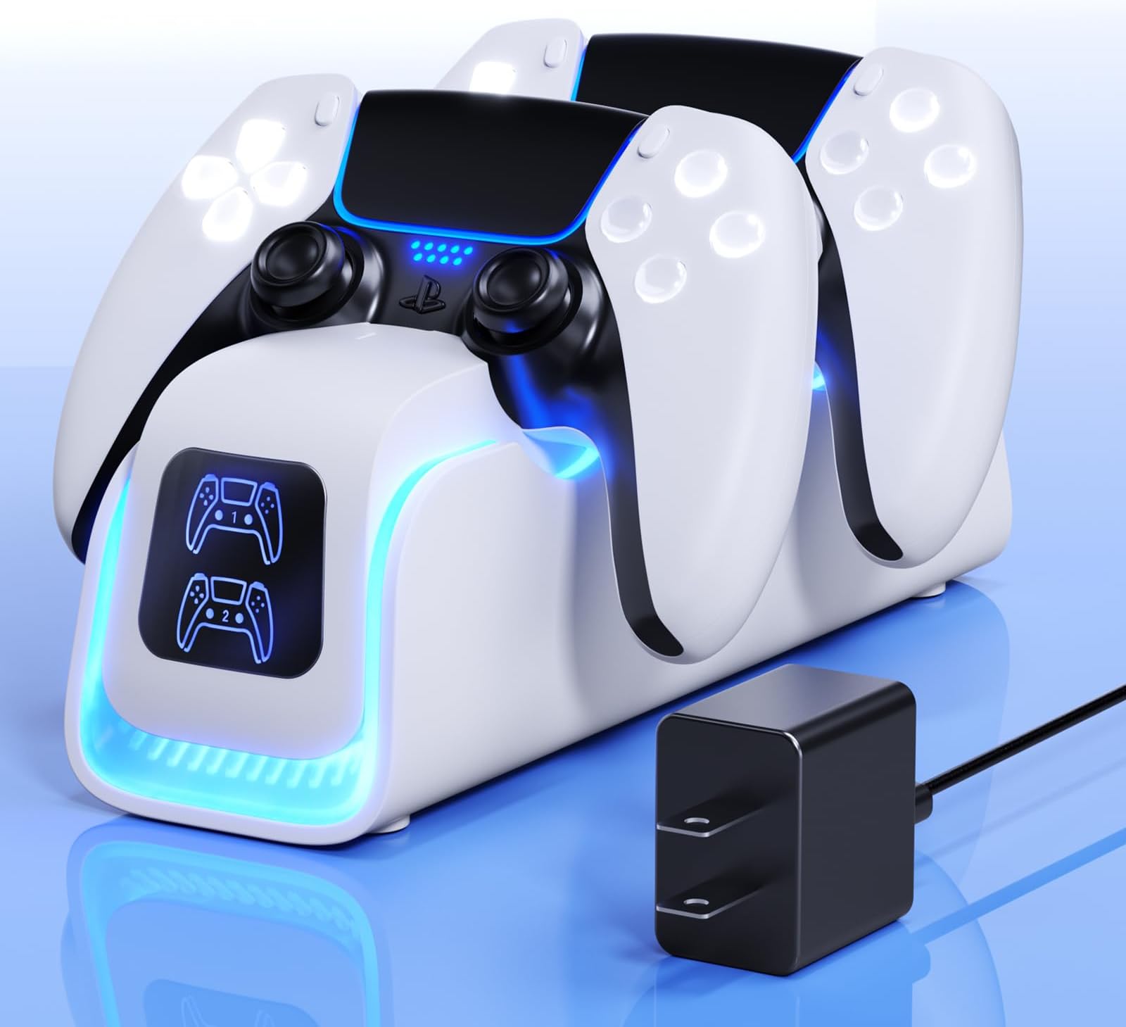 - PS5 Controller Charger,PS5 Charging Dock for Dualsense Edge with 6 LED & RGB Breathing Mode,Overcharge Protection Controller Charging PlayStation 4 Accessories Cooling System 5V/2A Adapter Cable