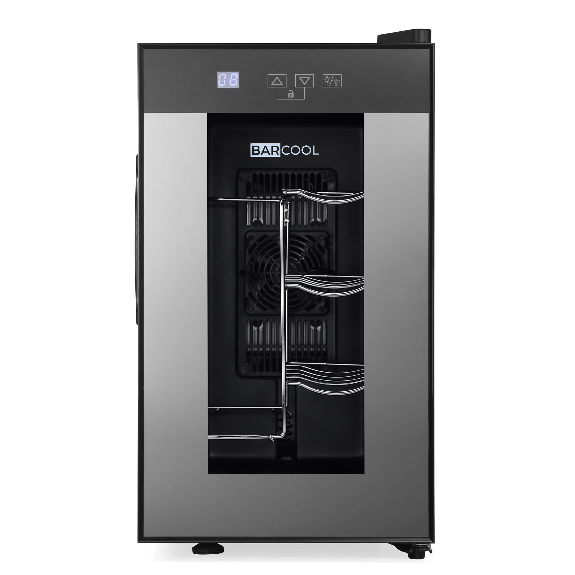 Barcool VINO8 – Table-Top Wine Fridge Black | 5-18°C | Wine Cooler | LED + Digital Display | Glass Door Drinks Cellar | Single-Zone (8 Bottle) — view 10