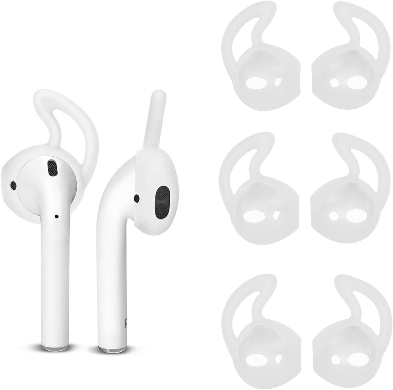6 Pieces airpod Silicone Ear Tips,AirPods Ear Hooks Apple Earpods Cover Tips,Silicone Covers for Apple Earphones Headphones(Clear)
