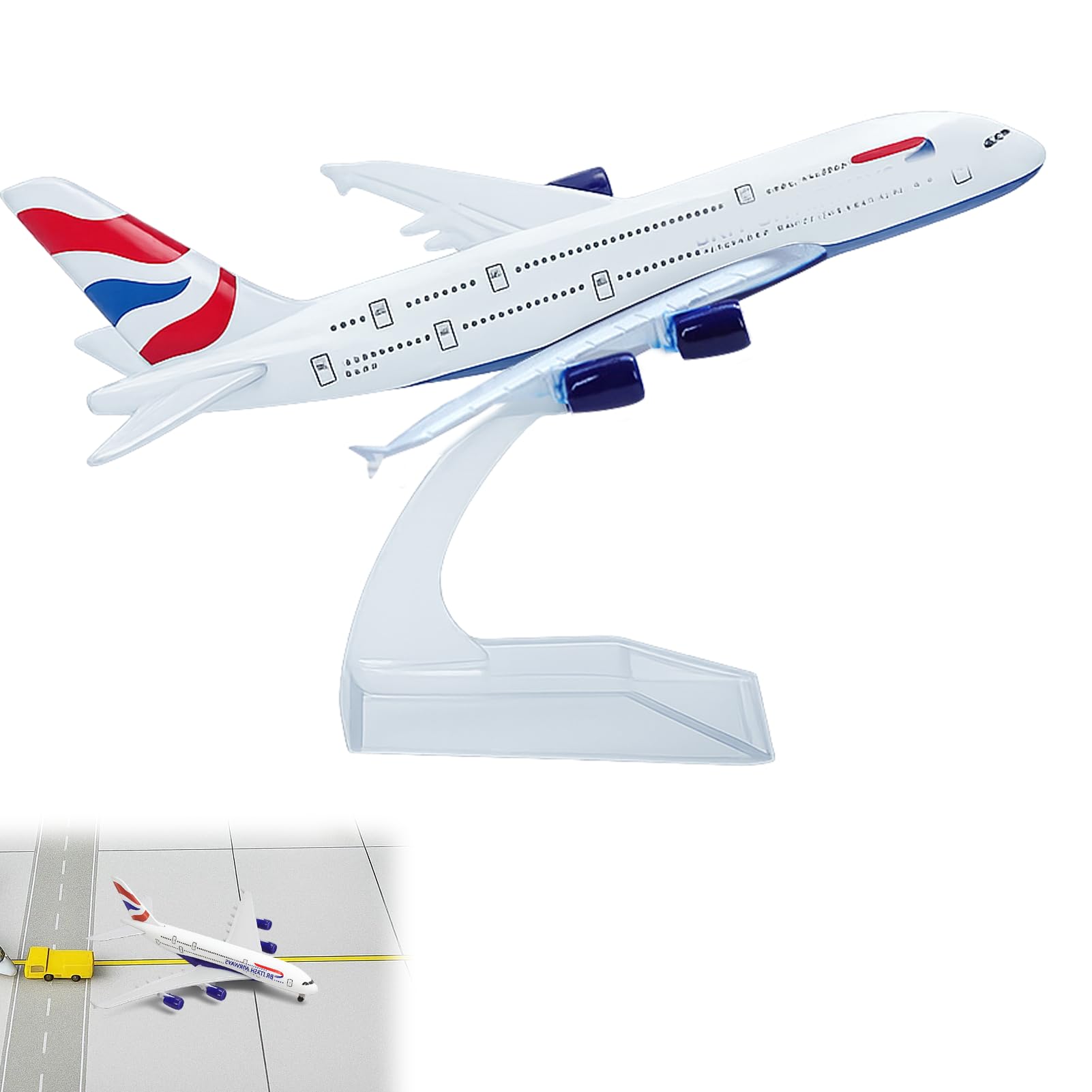 Girihe 1/400 Scale Plane Model, A380 Model Plane，British Airways Planes Diecast Metal Airplane with Stand