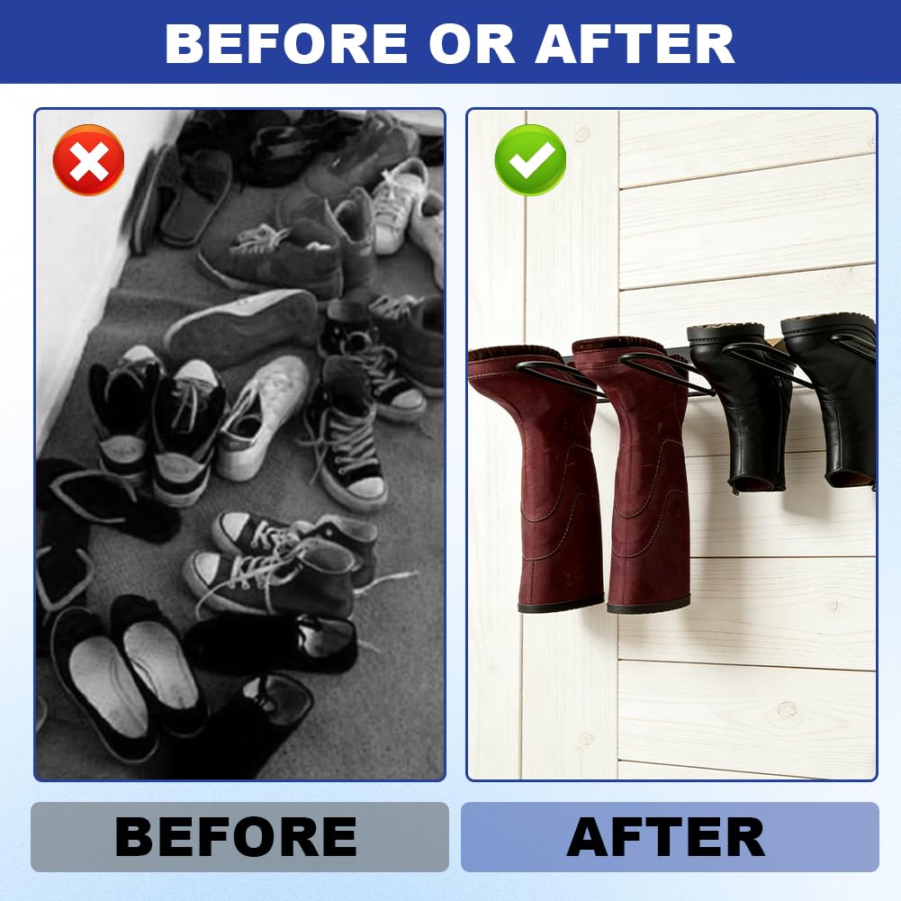 Tensor de botas para colgar en la pared, soporte para botas y zapateros, de metal negro, inoxidable, para 4 pares de almacenamiento de botas al aire libre, pasillo, terraza
