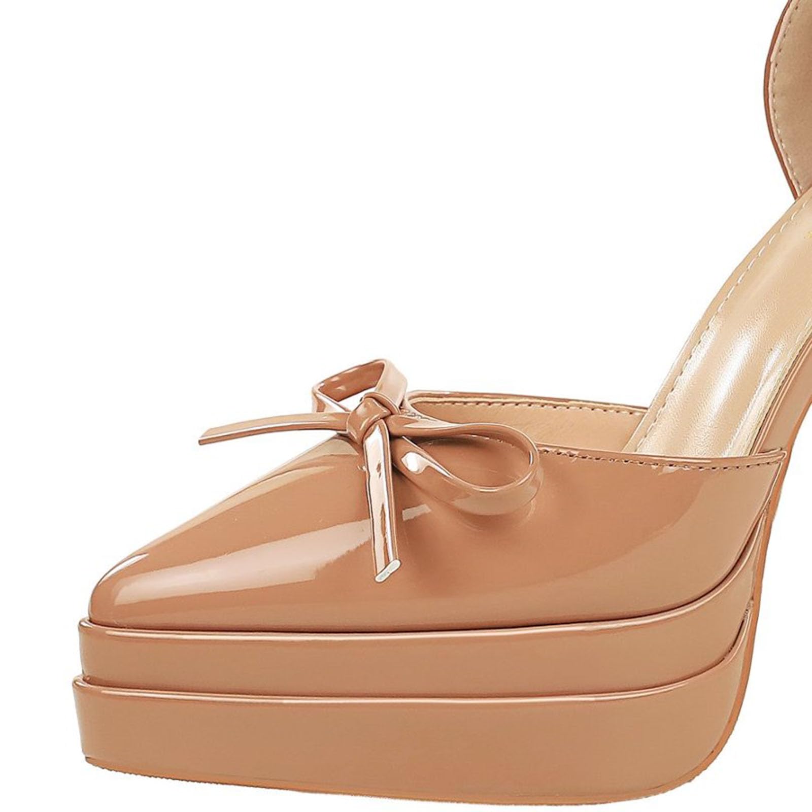 Scarpe Donna con Tacco Alto Piccolo Fiocco Pelle Laccata 11.5CM Piattaforma | Cinturino alla caviglia,Eleganti per Matrimoni, Galà, Appuntamenti e Feste