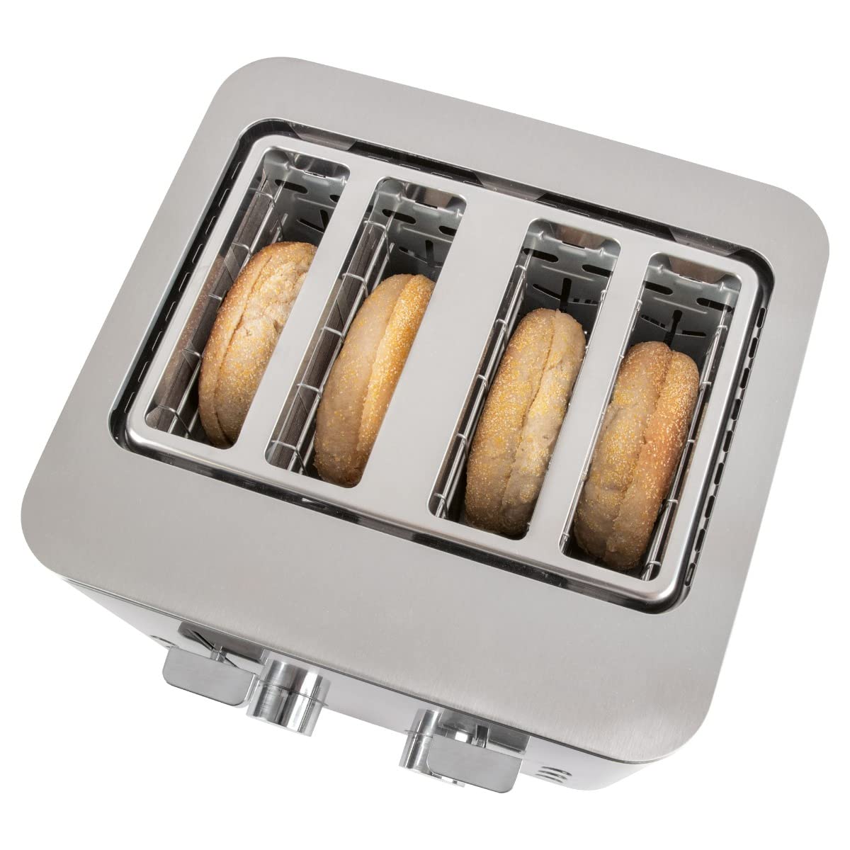 ProfiCook Tostapane, tostapane a 4 dischi, con 2 elementi di comando separati, funzione di scongelamento, riscaldamento/arresto rapido, tostapane con piano pane, tostapane in acciaio inox, PC-TA 1252