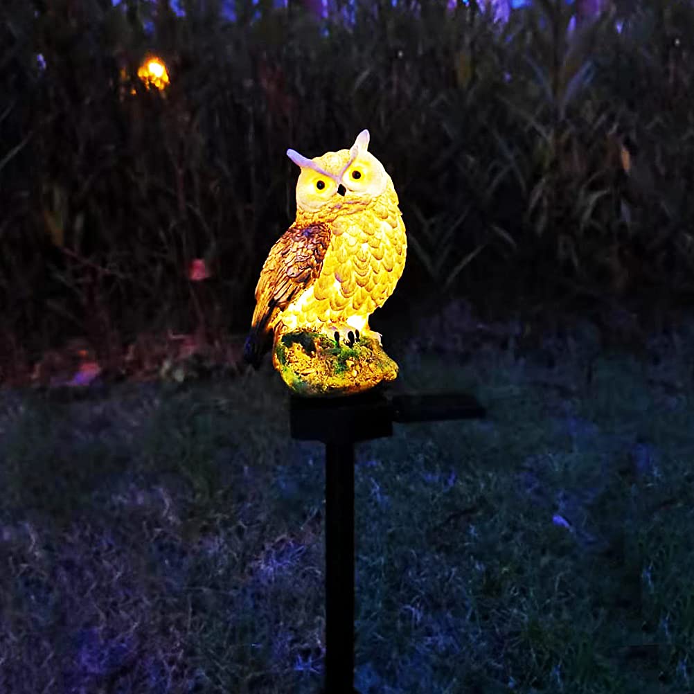 Luci solari a LED, impermeabili, da giardino, con paletto, con gufo di simulazione, paesaggio, per esterni, cortile, cortile, giardino, giardino, prato