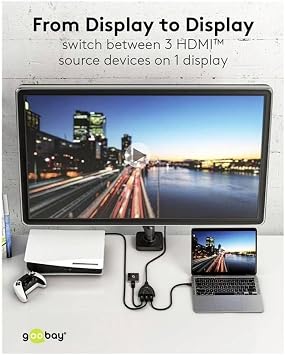 Goobay 58488 3 Port HDMI Switch with Status LEDs Ultra HD 3840 x 2160 pixels