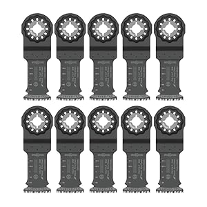 BOSCH 1-1/4 in. OSL114JF-10 Starlock Oscillating Multi-Tool Bi-Metal Blade 10-Pack - Professional Swiss-Made Precision, 3D Interface Design, Universal Tool Compatibility for Clean Cuts in Hard Wood