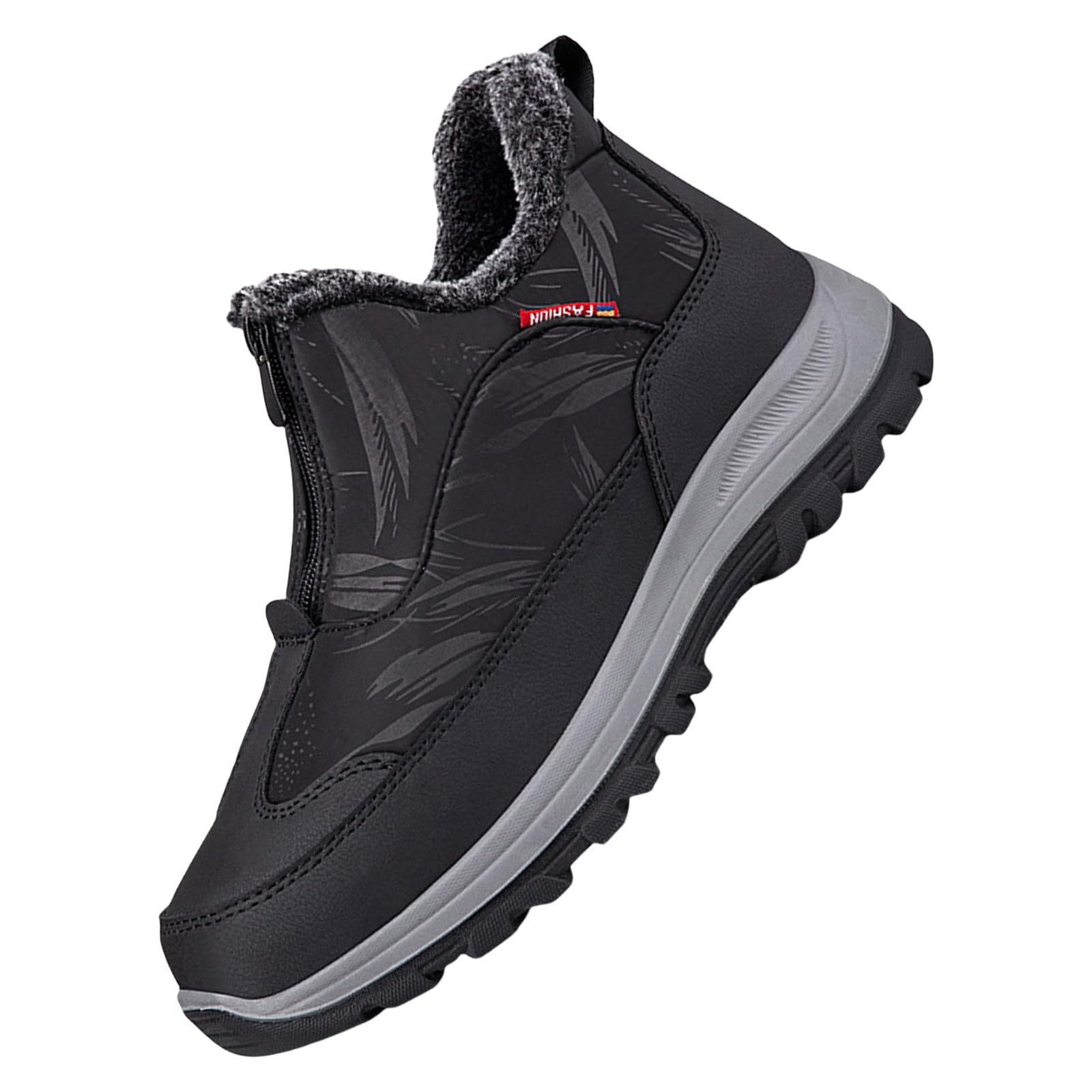 Winter Thermal Mens Boots Fuzzy Lined Snow Ankle Boots Wide Fit Trekking Shoes Soft Lining Warm Desert Combat Chukka Shoes for Outdoor Camping