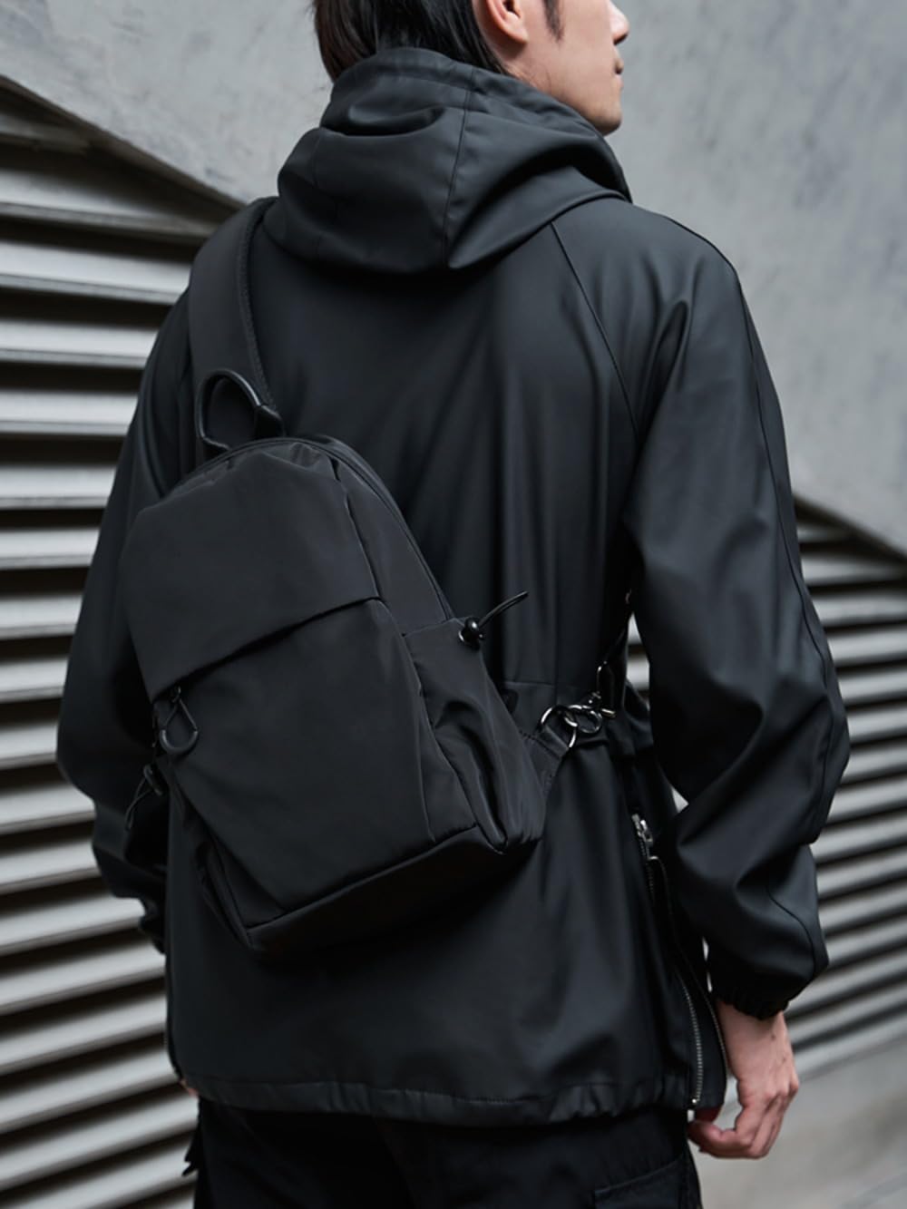 ウエストバッグ メンズ レディース シンプルなショルダークロスボディ通勤レジャー (24x39x14cm)