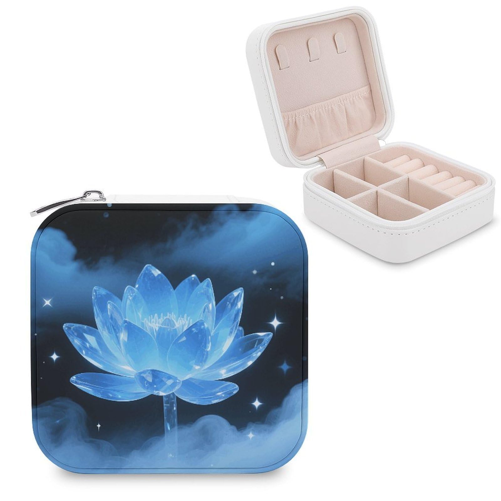 VstaDank Flowers Jewelry Box for Women Jewelry Organizer Storage Case with Zipper Mini Travel Jewelry Case Cute Trinket Organizer Leather Portable Jewelry Storage Box