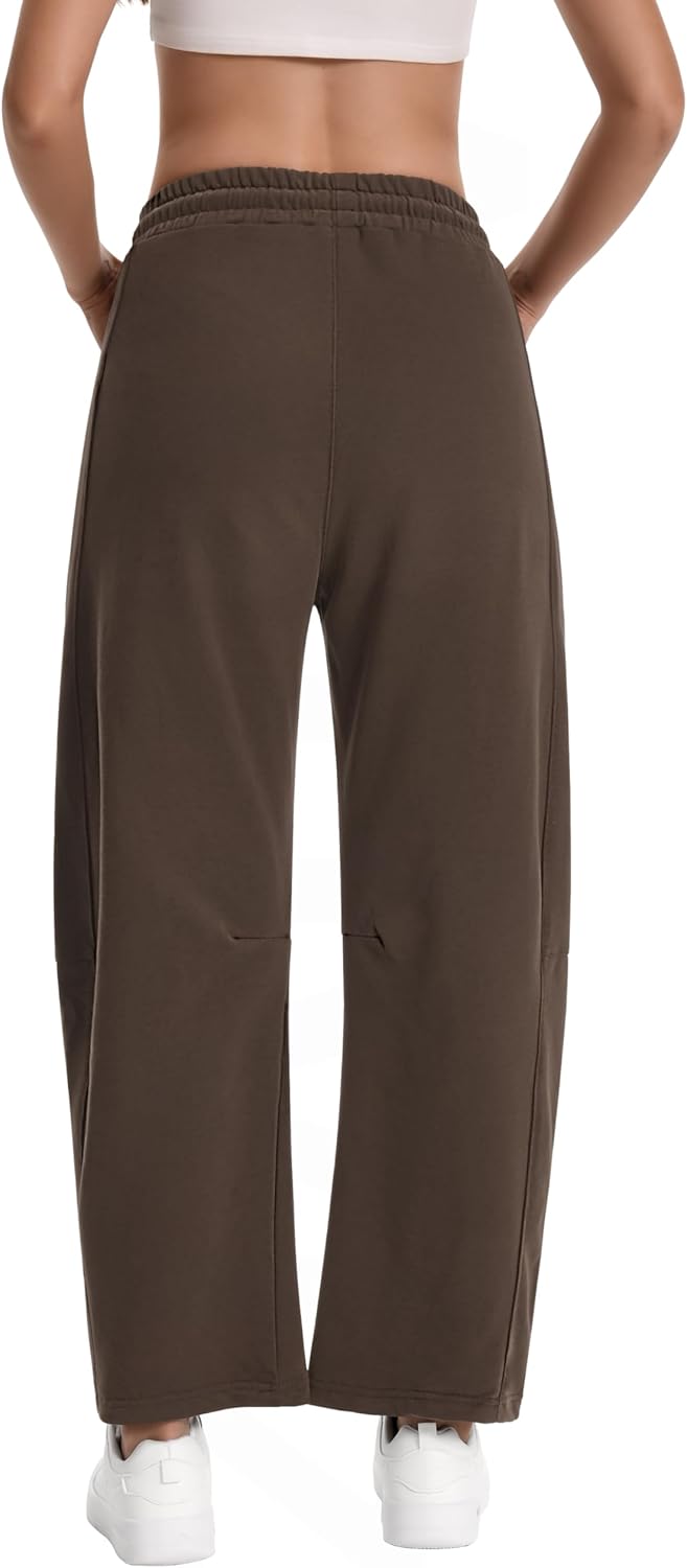 Auriviz Womens Barrel Sweatpants Drawstring High Waisted Wide Leg Pants Baggy Casual Workout Sweat Pants Pockets 28‘’ Inseam - Image 4