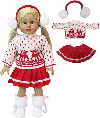American Fashion World Juego de falda de reno blanco para muñecas de 18 pulgadas | Calidad premium y diseño moderno | Ropa de muñecas | Moda de