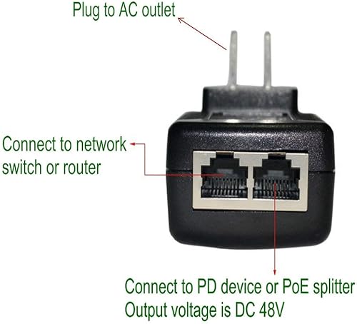 Miniatura 8 de Jeirdus 24V 1A Fuente de alimentación pasiva a través de Ethernet Inyector PoE Adaptador Ethernet con enchufe de pared Cumple con IEEE 802.3af