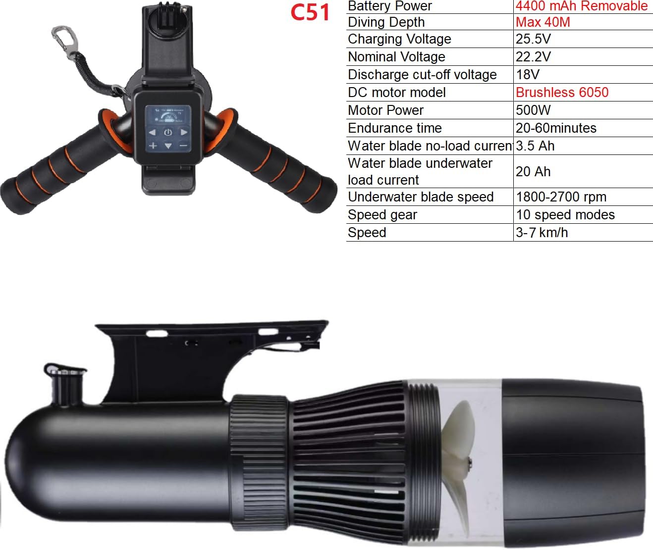 G Camolech 500w Electric Water Scooter for adults and children, scooters for girls, submarine scooter helix, swimming pool, diving and snorkeling Sea Scooter 10 61Y0pmVGctL. AC SL1318