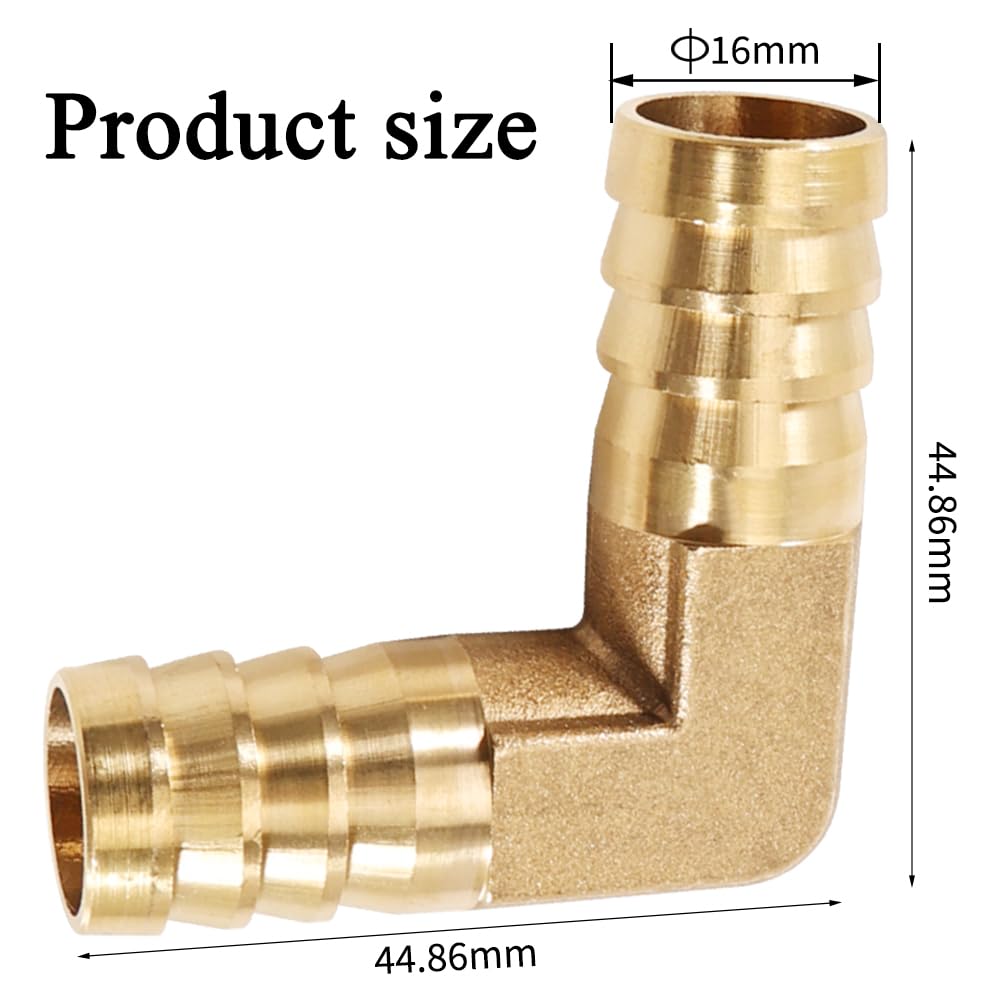 2 adattatori per tubi in ottone, 16 mm, 90 gradi, connettore esterno, connettore per tubo angolare, collegamento per aria olio