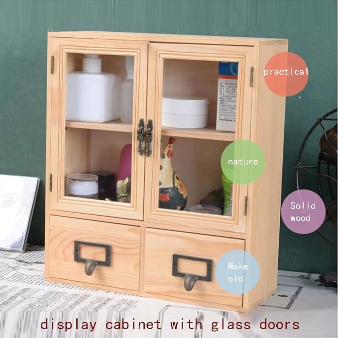 Gabinete Vintage para Botiquín de Pino Estrecho con 2 Puertas y 2 Cajones miniatura 8