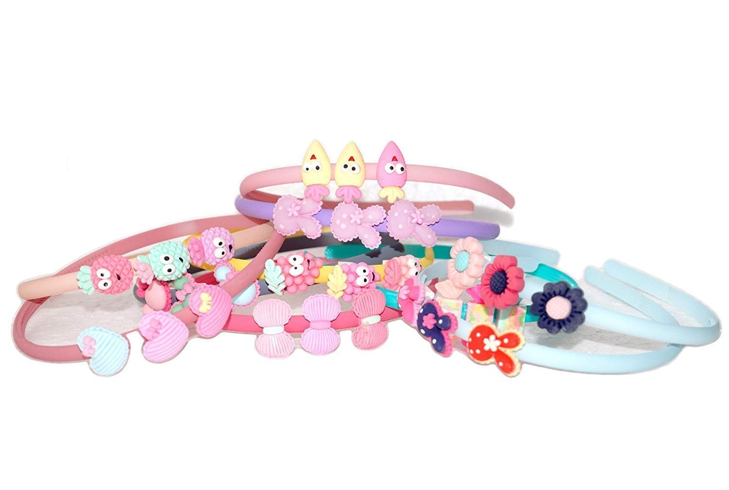 FOK Set Of 5 Multi Color Fancy Design Plastic Hair Bands For Babies & Kids (8 mm)