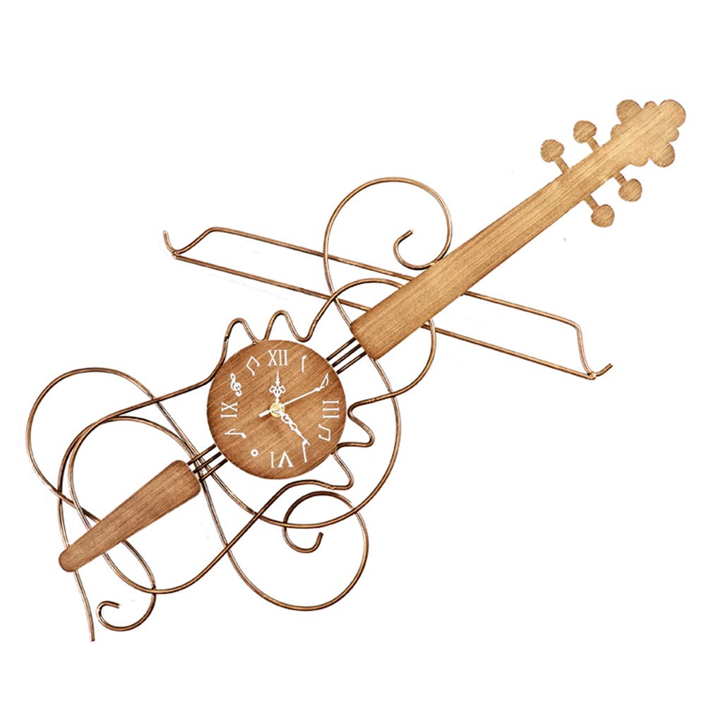 YONGMEI Wrought Iron Violin Mute Art Wall Clock Creative Home Clocks Cafe Decorated Wall Clocks Clock (Size : 61 * 56cm)