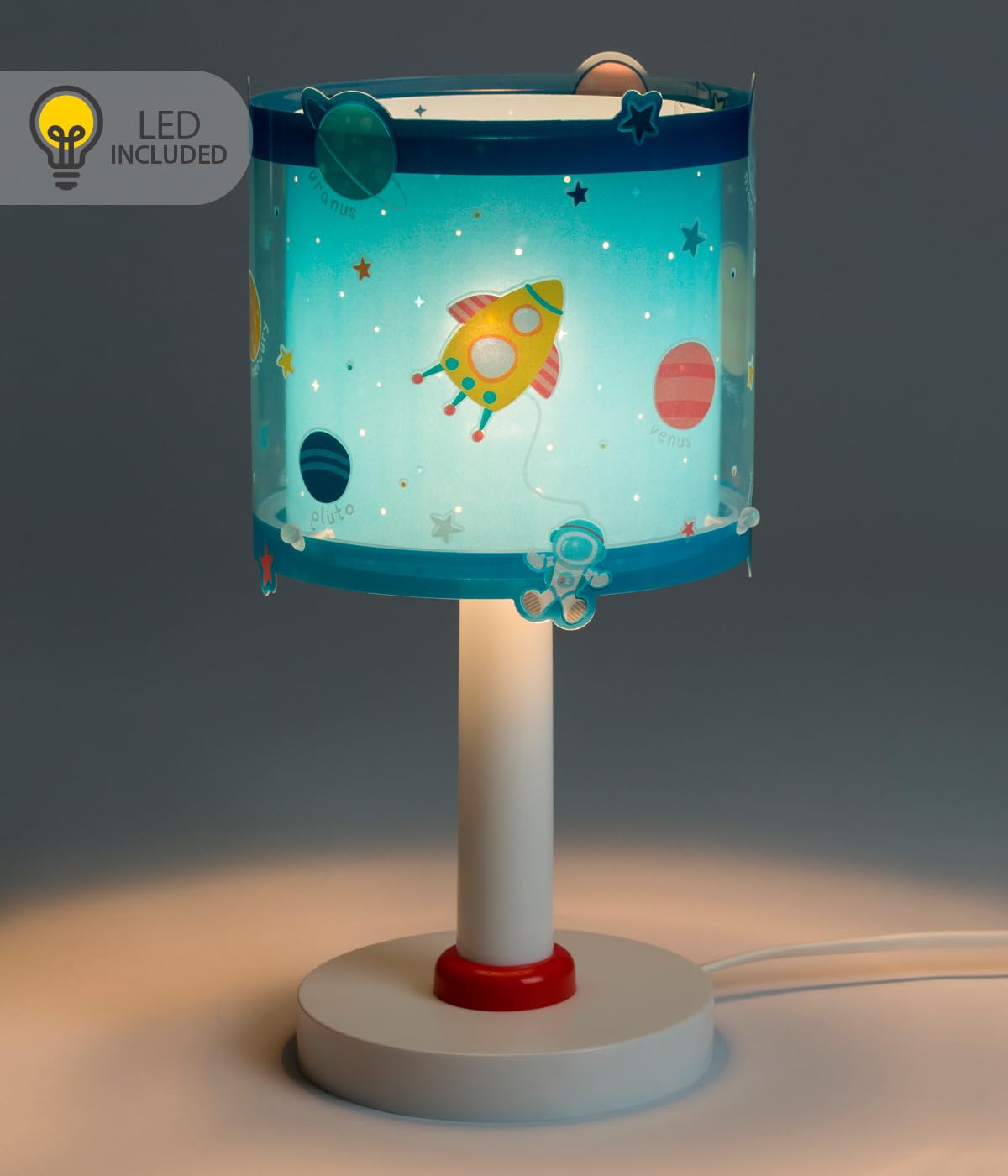 Dalber Lámpara Infantil de Mesilla Planets Sistema Solar 41341N G4 | Lámpara infantil de mesa o mesita; planetas; G4 4W LED - Bombilla incluida; Luz Quitamiedos