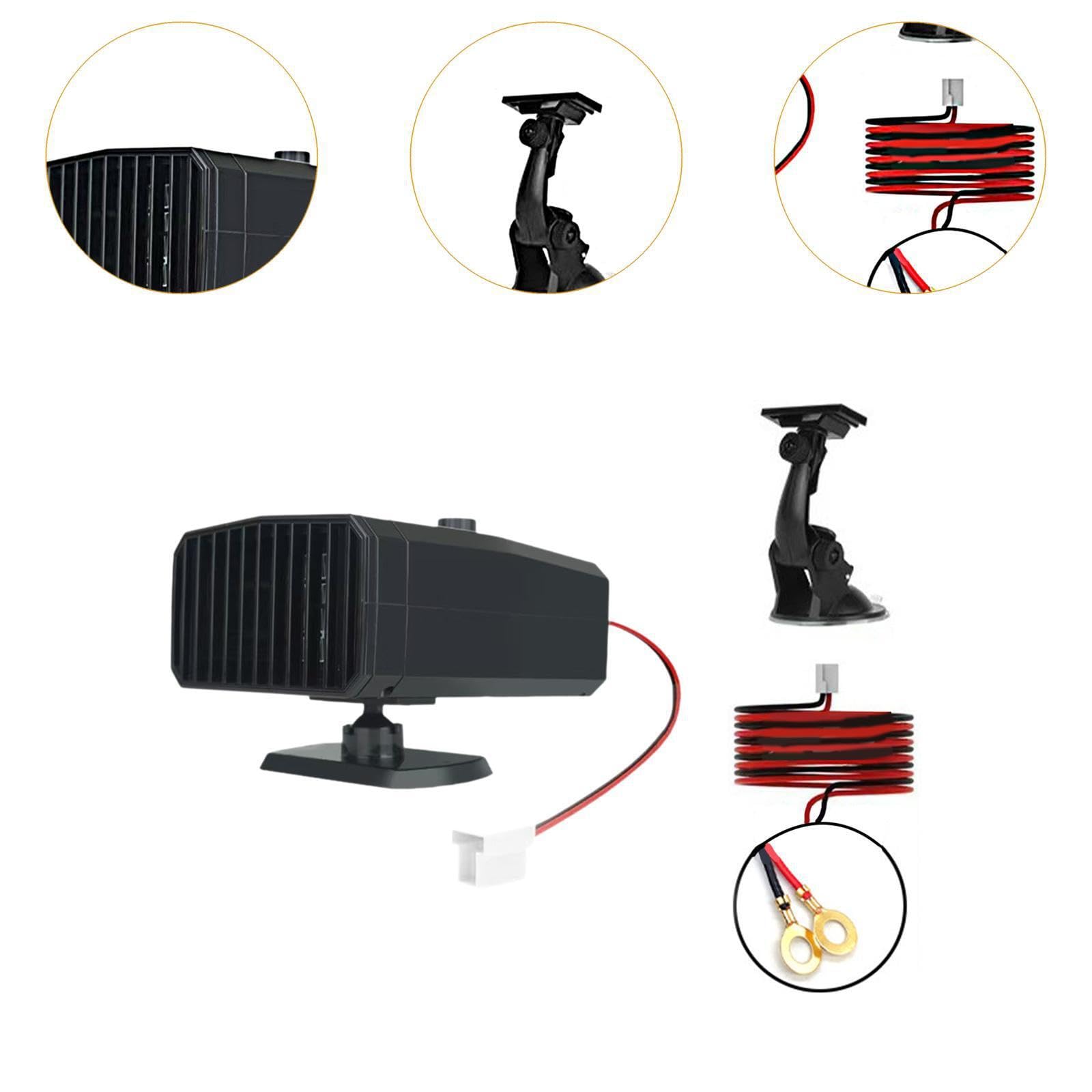 VUIUYOIES Calentador de coche eléctrico portátil profesional eficiente, desempañador de parabrisas, práctico, calentamiento rápido, premium, base giratoria 360°, alto rendimiento, fácil