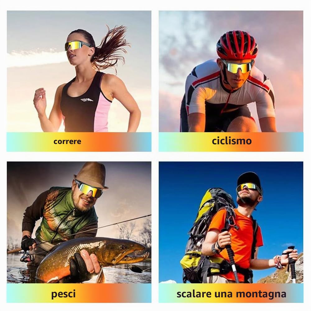 Occhiali da ciclismo smart polarizzati da uomo, occhiali sportivi dual-Bluetooth 5.3 rapidi da donna, occhiali da sole UV400 per uomo e donna, MTB, risposta con un clic, altoparlanti musicali