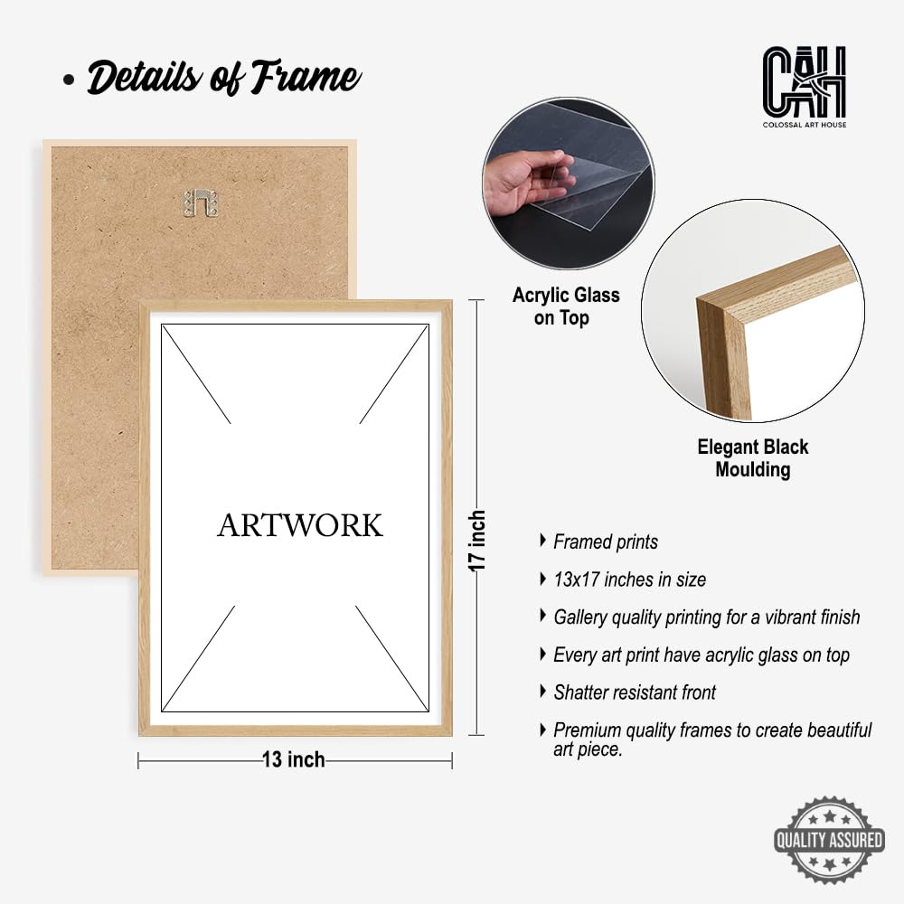 COLOSSAL ART HOUSE Dry Leaf Art Framed Poster for Home & Office wall Decoration - Portrait, Wall Display (Brown, 13x17 Inch Frame with Art Print) 1