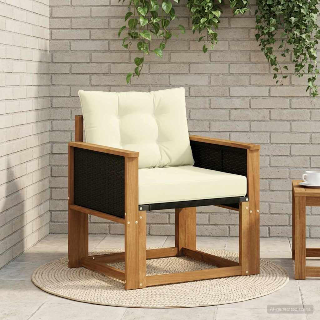 Sofa modulable d extérieur en Bois d Acacia Massif Naturel, canapé Module Jardin terrasse, Assise Confortable avec Coussin et Dossier, pour Balcon Patio véranda Piscine Lounge