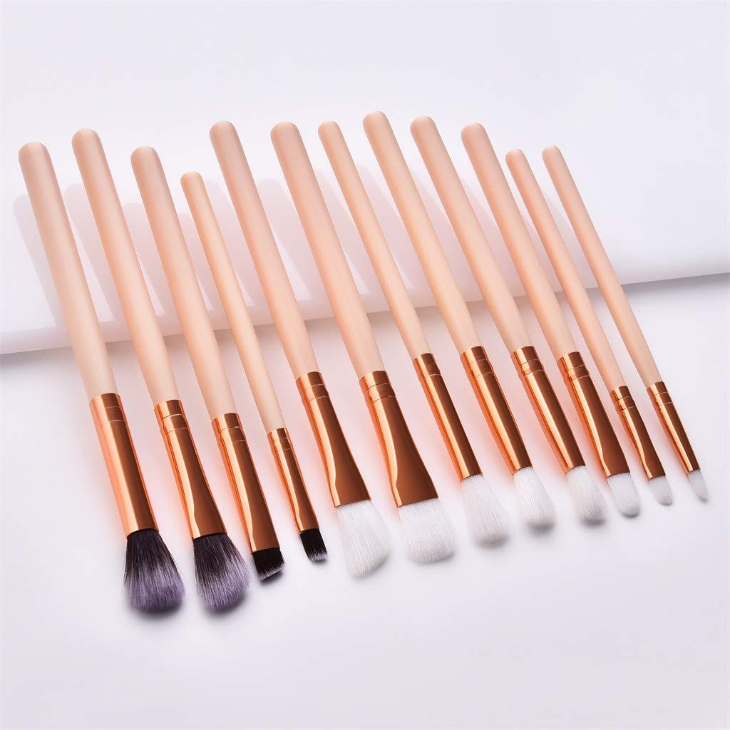Pennello Ombretto Pennello Trucco Occhio Legno Set Occhio 12 Pezzi Pennello Manico di Alta qualità Pennello Rullo Set Bigodini per Capelli