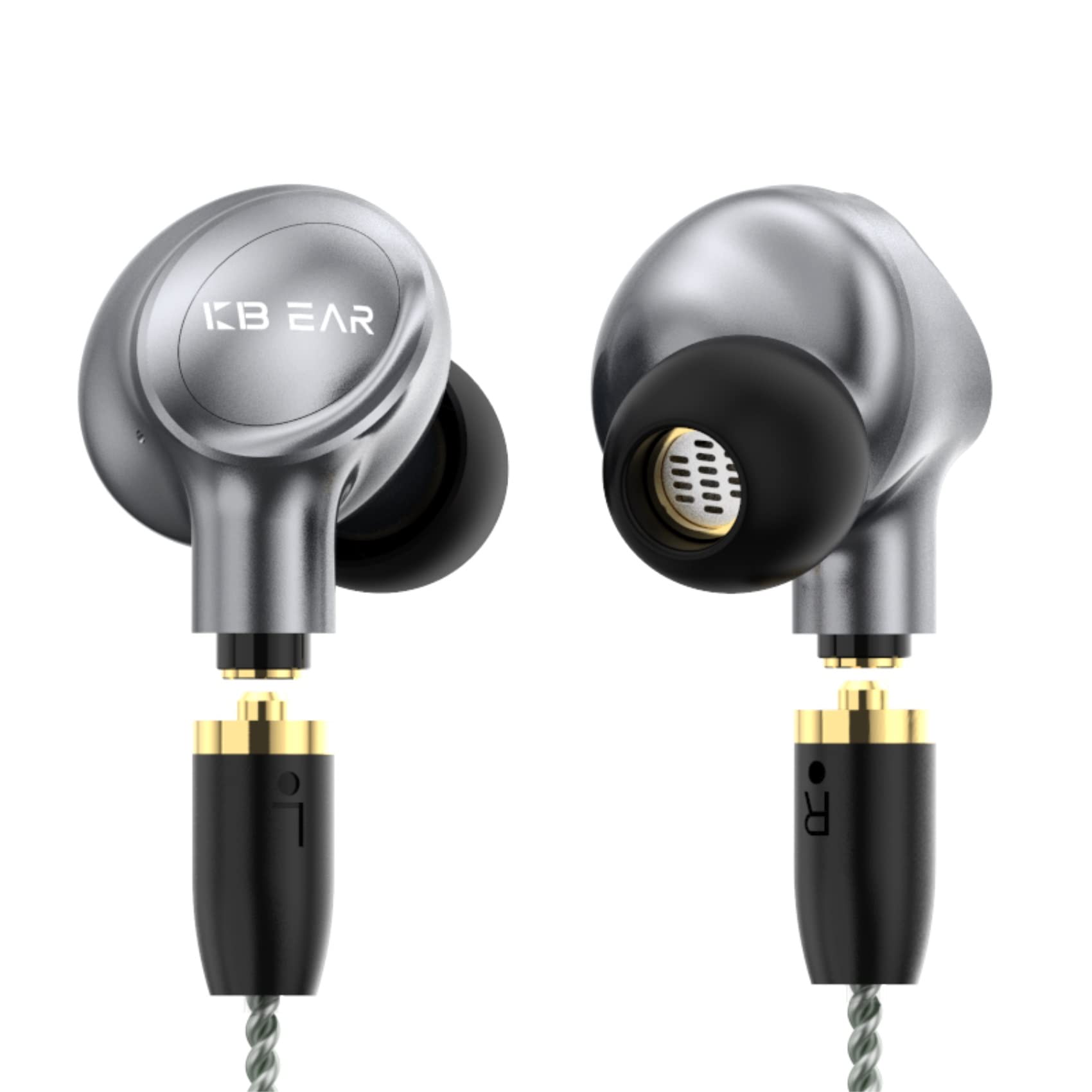 Kbear Ormosia Wired IEM Earbuds Bass Earbuds Écouteurs Sound Annule Ecouts Headphones with MMCX Wire 1Ba 1DD Pilote sans Micro pour Ordinateur PC pour Musiciens (Gris)