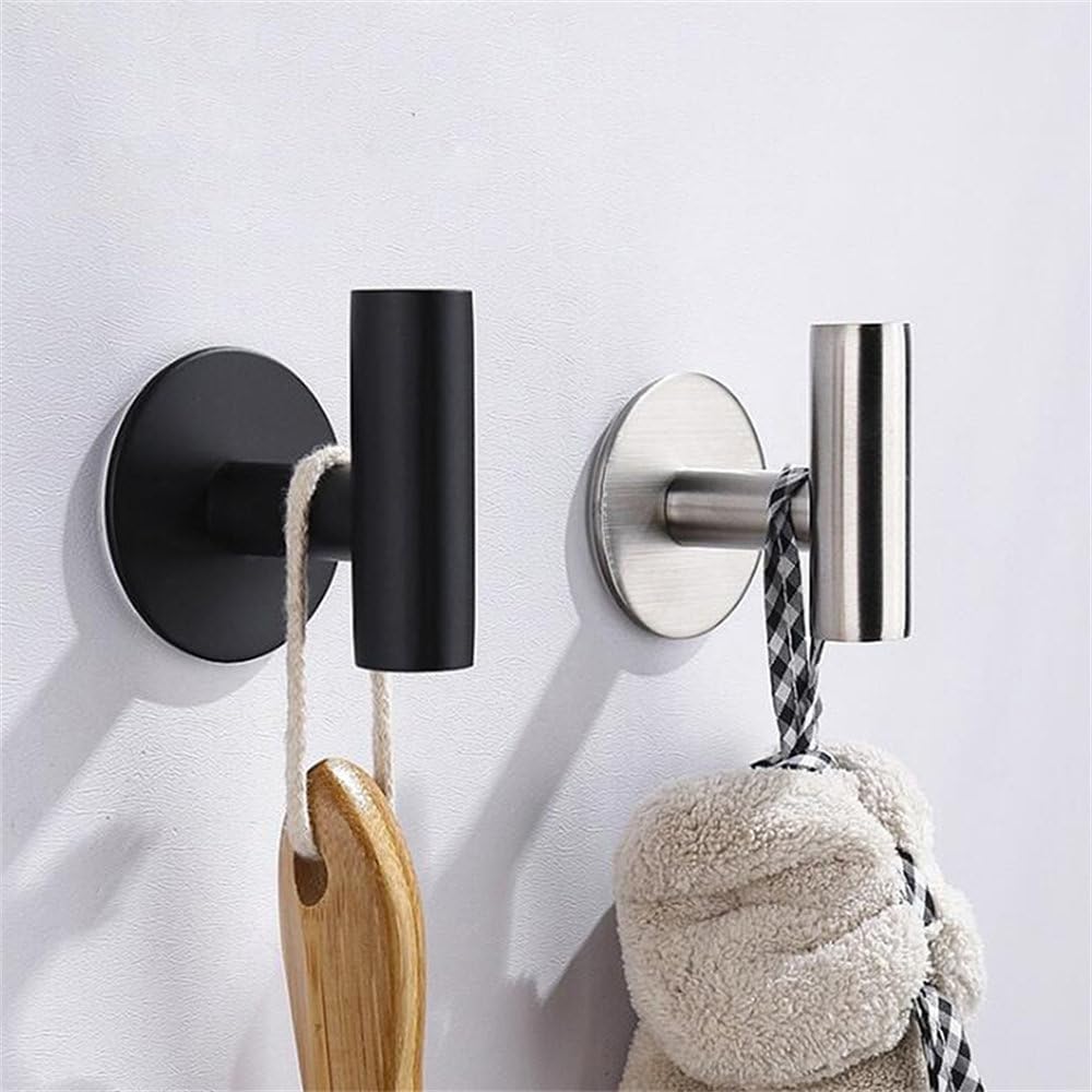 Self-Adhesive Aluminum Alloy Robe Hook - Rustproof Towel Hooks Bathroom Kitchen - Modern Wall Coat Racks Easy Installation(Black-a)